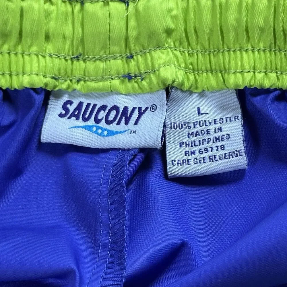Vintage‎ Saucony Track Pants Mens L Purple Neon Zip Nylon Y2K Windbreaker